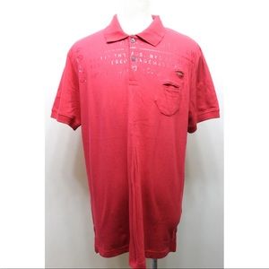 Marc Ecko Red Men Short Sleeve Shirt Plastic Words  Print Sz Large Cotton